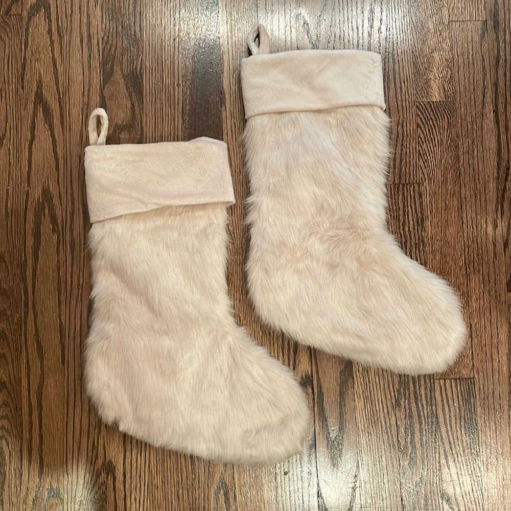 Set of 2 faux fur Christmas Stockings from West Elm